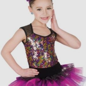 Rich and Famous sequined & black Leotard dance multi-coloured
